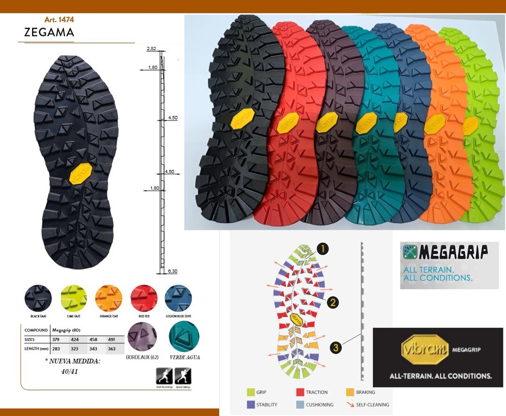 VIBRAM PISO 1474 ZEGAMA CAUCHO